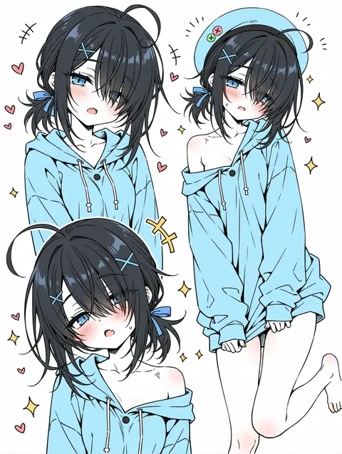 青フーディーガール