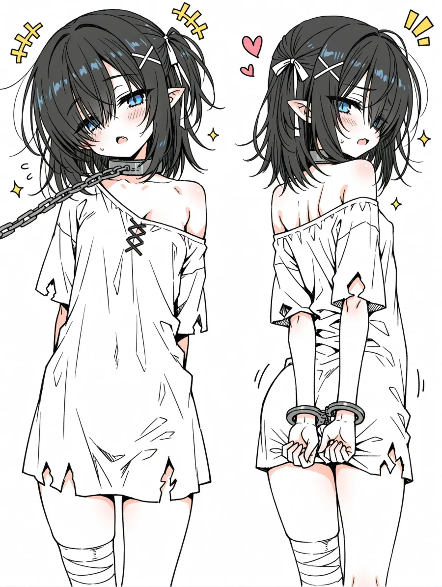 【イラストリクエスト】
---ぼろぼろ服首輪手錠の少女--- (1)