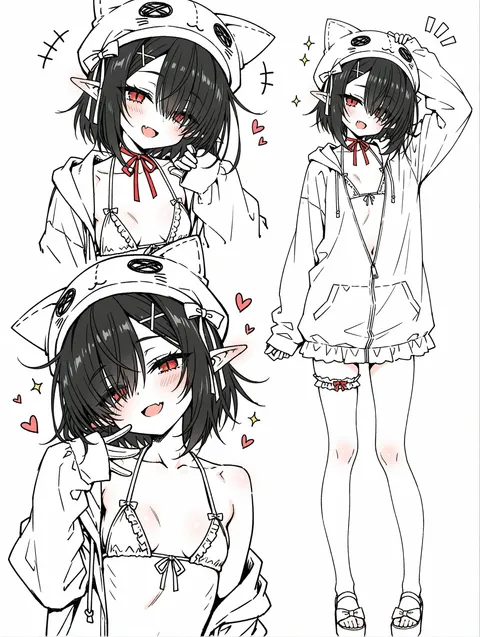 イラストリクエスト】
---萌え袖パーカー娘---