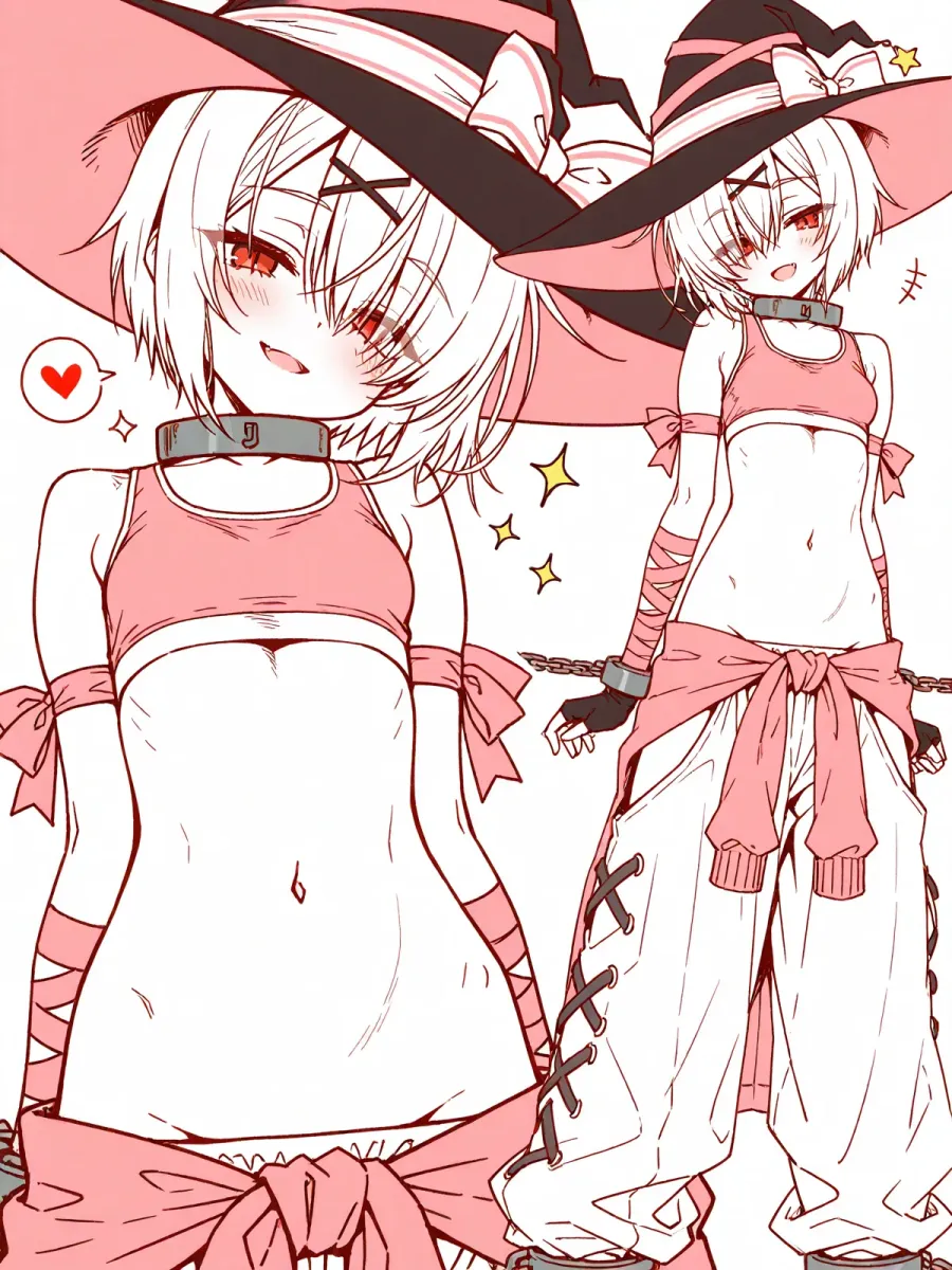 鎖の魔女っ娘（ピンク線画） (1)