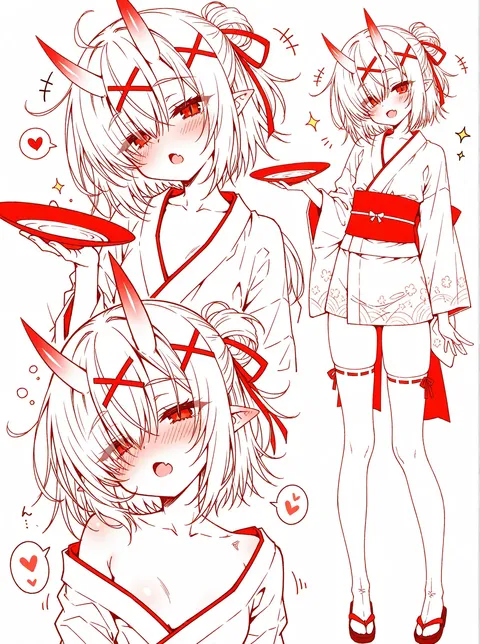 盃を持つ鬼っ娘