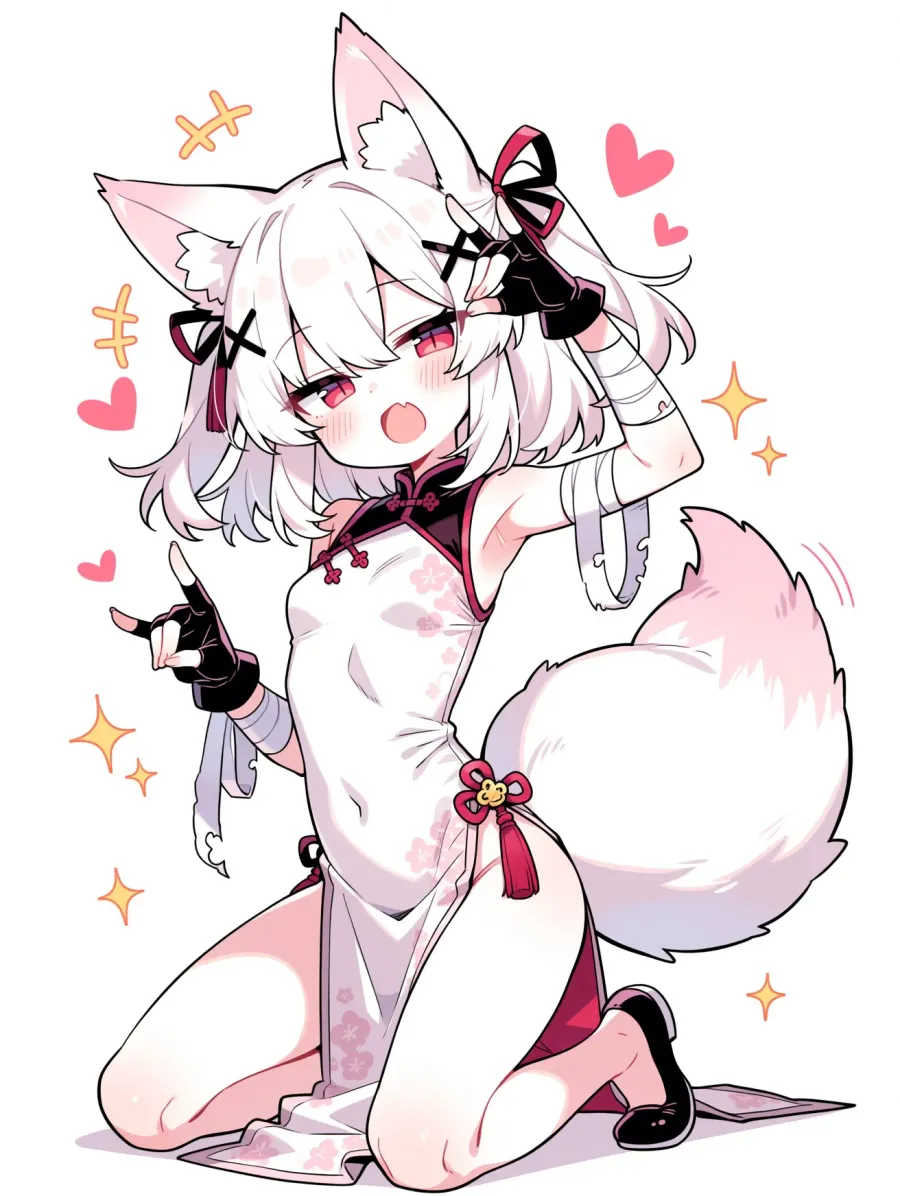 【イラストリクエスト】---
銀髪、狐耳チーパオの娘ください--- (1)