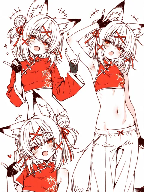 へそ出しチーパオの狐っ娘
